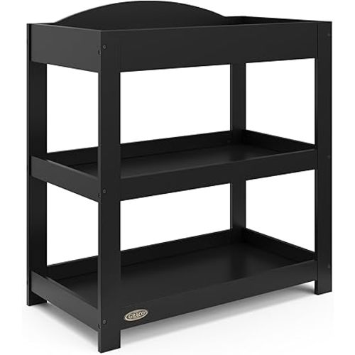 Graco Customizable Changing Table with Water-Resistant Changing Pad (Black) - Customizable Modern Flat or Classic Arched Headboard, Baby Diaper Changing Pad Included