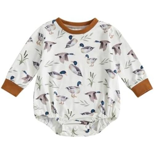 fhutpw Unisex Baby Long Sleeve Bodysuit Fall Winter Infant Boy Girl Romper Duck Print 3 6 12 18 Months Clothes