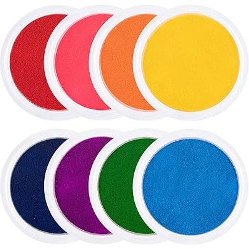 7" Large Ink Pads for Kids - Handprint Footprint Size Rainbow Stamps Pad, Safe & Washable Ink Pad for Fingerprint Painting Card Making Stamp Crafting Paper Wood Fabric Scrapbook Kids Birthday Gifts
