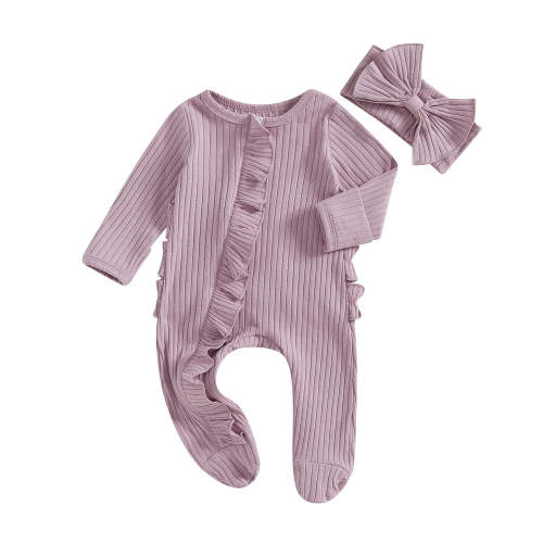 Ribbed Ruffle Footie Set