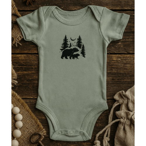 Organic Baby Onesie - Sage Forest Bear