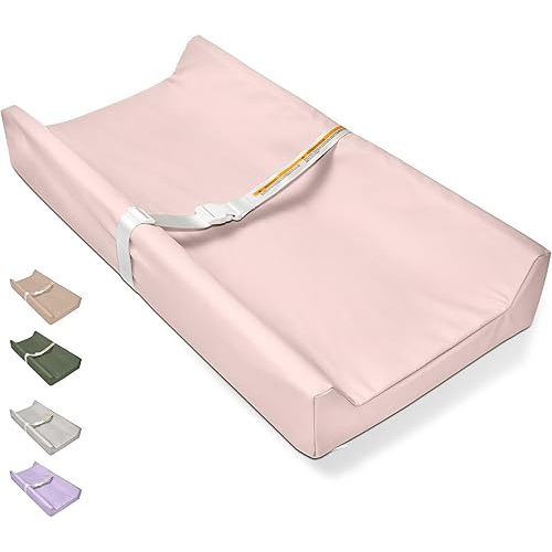 Baby Changing Pad, Wipeable Changing Pad, Diaper Changing Pads, Pink Vegan Leather Waterproof Changing Table Topper for Dresser and Table