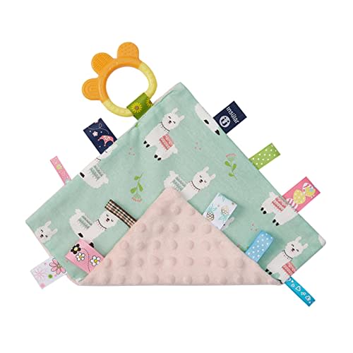 Lovey Alpaca Security Blanket with Tags Toy Soft Plush Minky Blanket Baby Taggies Sensory Blanket Loveys for Babies Girl Boy Small Blanket 10" x 10"