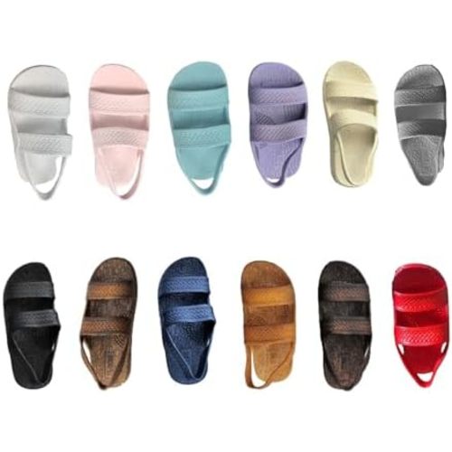 J-Slips Toddler Sandals with Back Strap - Comfortable Boys and Girls Jesus Jandals for Beach and Summer - Waterproof Hawaiian Slides in 12 Colors, Sandalias