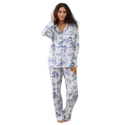 YiNi LuLu Womens Pajamas Set 2 Piece Long Sleeve Sleepwear Button Down Pjs Lounge Set Nightwear with Pockets