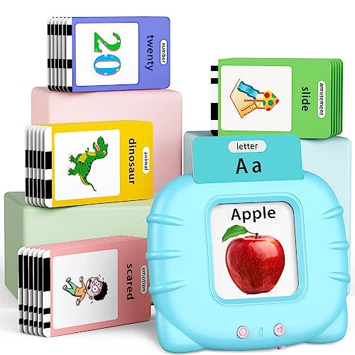 Eaever 520 ABC Sight Words Talking Flash Cards, Christmas Birthday Gift for 1 2 3 4 5 6 Year Old Boys and Girls, Preschool-Learning-Activities, Toddler Educational Toys for Ages 1-6 Kids, Blue