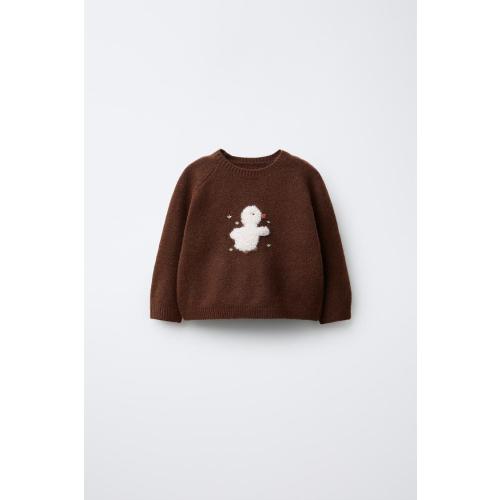 EMBROIDERED DUCK KNIT SWEATER - Brown | ZARA United States