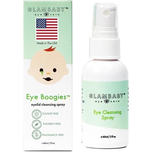 GlamBaby Eye Care - Eye Boogies™ Eyelid Cleaning Spray | Non-Toxic, Sting-Free & Wipe-Free Formula | Kids' Eyes Clean | Kids Eye Drops Sprayer | Baby Eye Drops Spray | Child Eyelid Cleanser (1 Pack)