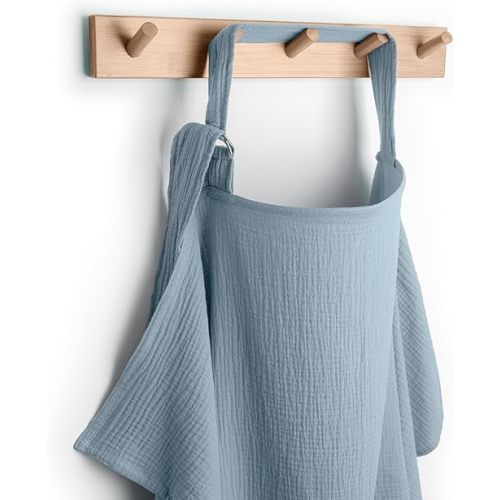 Comfy Cubs Muslin Nursing Cover, Pack of 1, 100% Muslin Breastfeeding Cover - Soft & Breathable Baby Nursing Scarf with Adjustable Neck Strap - Portable, Lightweight & Privacy Coverage - Pacific Blue