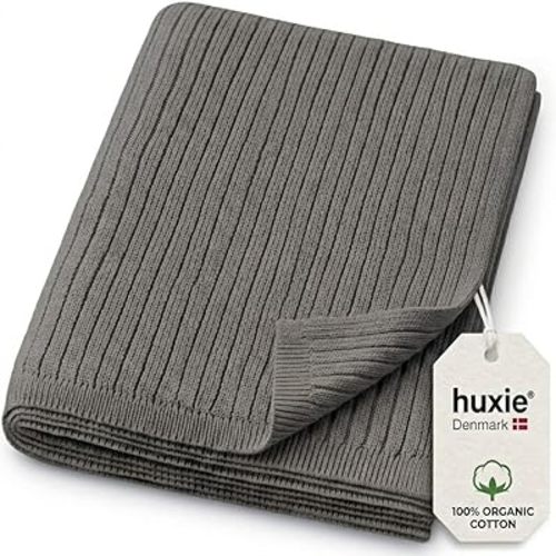 Knitted Organic Cotton Baby Blanket- Swaddle Blanket, 30" x 40" Soft Receiving Blanket for Newborn (Cloud Grey)