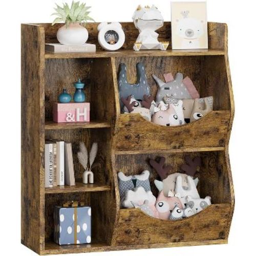 Kids Toy Storage Organizer, Kids Bookshelf - 4-Tier Multi-Shelf with 5-Cubby & Bins for Toys/Books, Ideal for Playroom/Bedroom/Nursery/Classroom