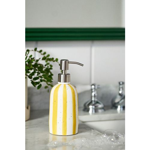 Striped Ceramic Soap Dispenser
