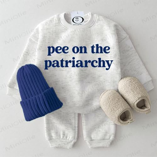 PEE ON THE PATRIARCHY Baby Light Grey Sweatshirt 2-piece Set