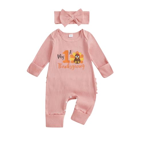 FYBITBO My First Halloween Baby Girl Outfit Newborn Pumpkin Long Sleeve Romper Infant Jumpsuit Fall Winter Clothes Outfits