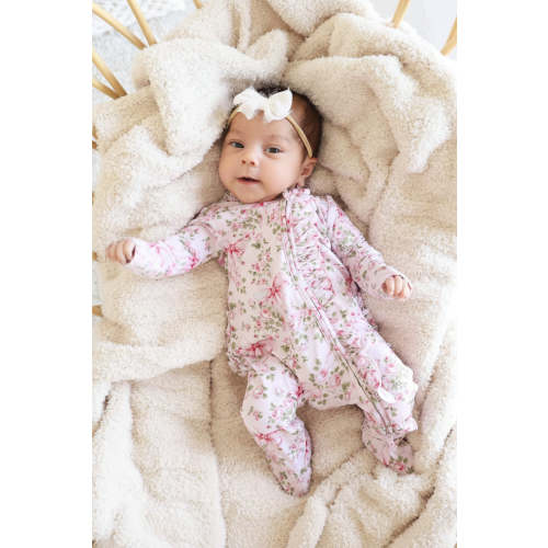 Bows in Bloom Ruffle Zipper Footie