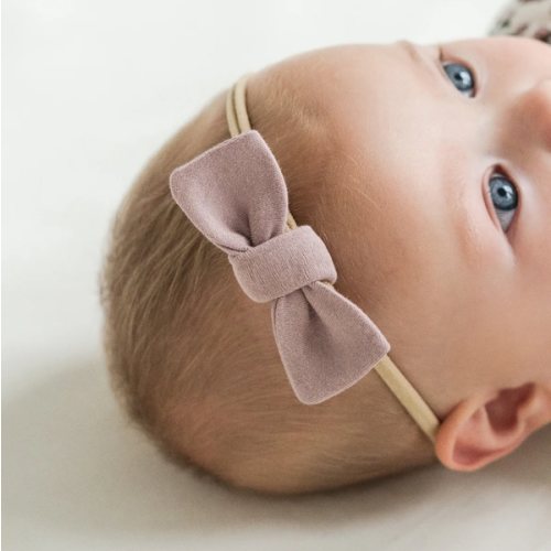 Colored Organics Baby Organic Cotton Dainty Bow Headband - Infant Girls - Mauve