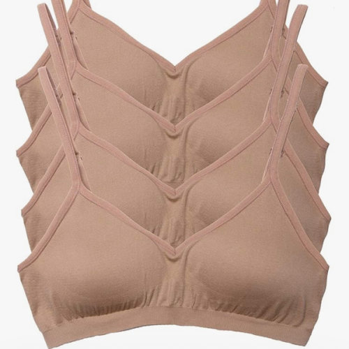 Kalon Women’s 4 Pack Demi Padded Bralette Wireless Comfortable Bra - 4 pk Med Biege - Size Medium-Large