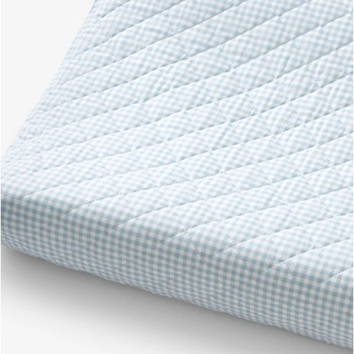 Ditsy Gingham Classic Cool Organic Cotton Percale Quilted Changing Pad Cover