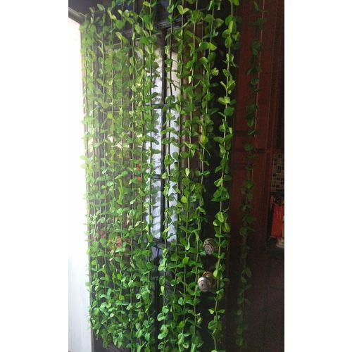 FlavorThings Tropical Flower Curtain Fabulush Fabric Flowers Beaded Bamboo Curtain or Doorway Room Divider Party Wedding Kids Bedroom Decorations- Green Leaves with Green Beads