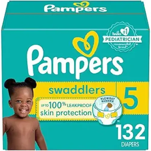 Pampers Baby Diapers - Swaddlers - Size 5, 132 Count, Ultra Absorbent Disposable Infant Diaper