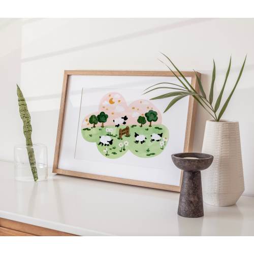 Counting Sheep Nursery Art Print, Pastel Colors