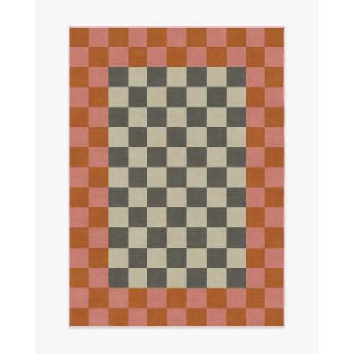 Ruggable Jonathan Adler Checker Border Pink & Orange Rug