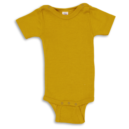 Colorful wool/silk short-sleeve bodysuit