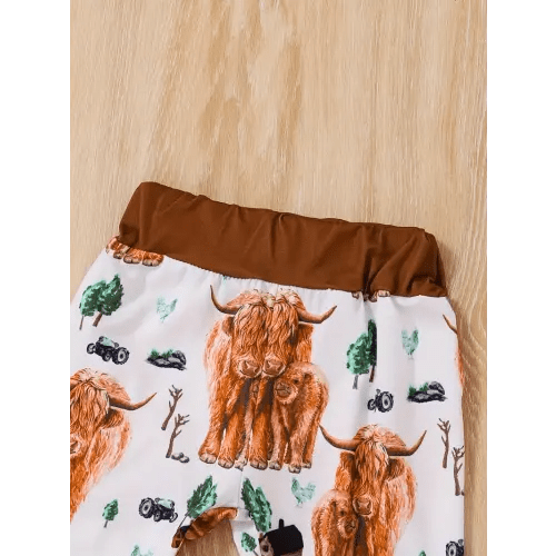 baby boy's cowboy outfit cow print letter short sleeve - Temu