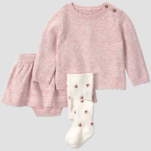 Carter's Just One You® Baby Girls' Long Sleeve, Skirt, and Tights Sweater Set - Pink Newborn