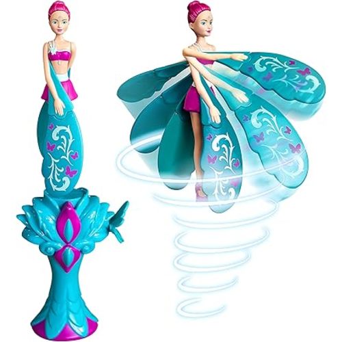 Sky Dancers Flying Doll, Pull-String Toy, No Batteries, Turquoise Twinkle