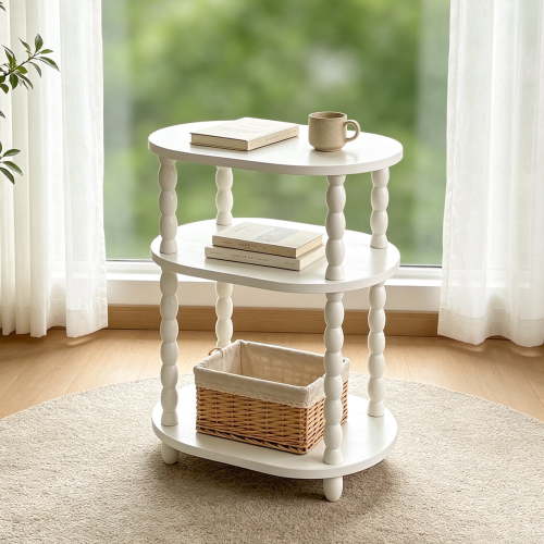 GOODLAN Wooden 3-Tier Side Table, Small End Table for Living Room and Bedroom, Rustic Walnut Vintage Accent Coffee Table Nightstand with Storage