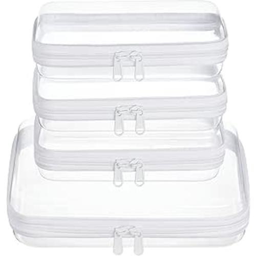 4 pcs Clear Zipper Pouches,Hard Shell Zipper Case