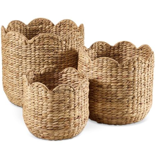 Best Choice Products Scalloped 3PC Water Hyacinth Nesting Baskets - Natural