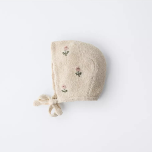FLORAL EMBROIDERED KNIT BONNET - Light beige | ZARA United States
