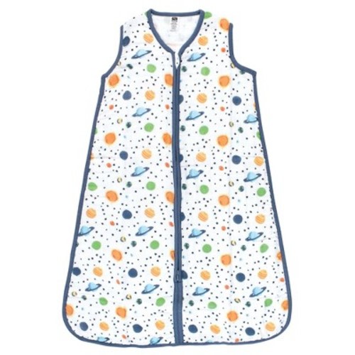 Hudson Baby Muslin Cotton Sleeveless Wearable Sleeping Bag, Sack, Blanket, Space, 0-6 Months
