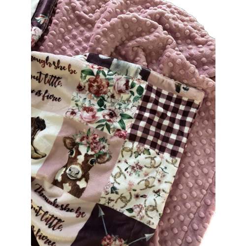 Personalized Cowgirl Minky Blanket, Horse Lovers Blanket, Minky Cow Blanket, Minky Baby Blanket, Girl Baby Shower Gift