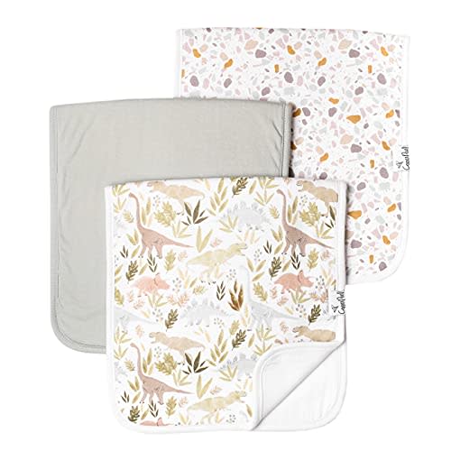 Copper Pearl Premium Baby Burp Cloths - 3-Pack Large Cotton Burp Cloths, Extra Soft Spit Up Rags with 3 Absorbent Layers, Perfect for Baby Girl Gifts (21" x 10" Size, Rex Set)