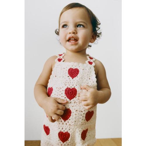 HEARTS CROCHET KNIT ROMPER - Ecru | ZARA United States