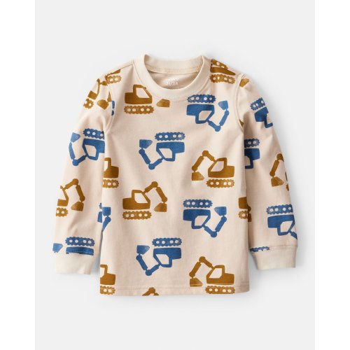 Toddler Boy Construction Print Long-Sleeve Graphic Tee - Beige - Carter's | Carter's