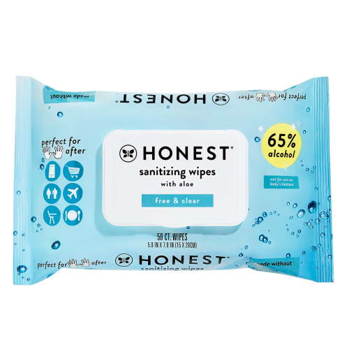 Honest Company Fragrance-Free Clean Antibacterial Hand Sanitizing Wipes Travel Size, Unscented - 50 Wipes, Pack of 3