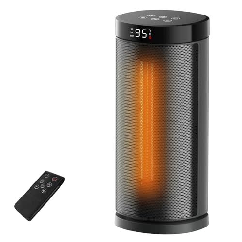 Sunnote Space Heater for Indoor Use, 1500W Fast Heating, Electric & Portable Ceramic Heaters with Thermostat, 5 Modes, 24Hrs Timer, 80°Oscillating Room Heater with Remote, Safe for Office Bedroom Use