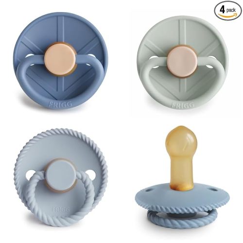 FRIGG Natural Rubber Baby Pacifier 4-Pack Skyline Serenity | Made in Denmark | BPA-Free (6-18 Months)
