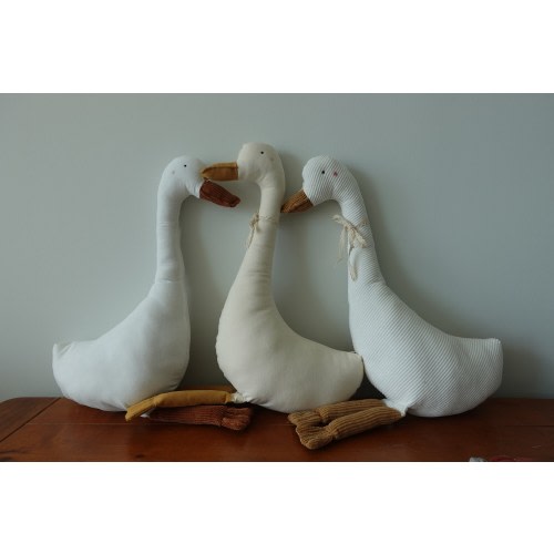 Handmade stuffed cotton/corduroy white goose toy