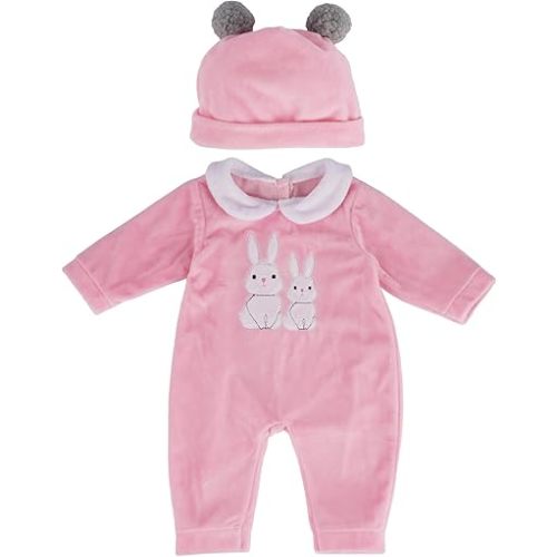 BABESIDE 2 Pcs Reborn Baby Doll Clothes with Hat for 17-22 Inch Babydolls, Cute Bunny Pattern Baby Dolls Outfits Accessories fit Newborn Babydoll Girls, Pink