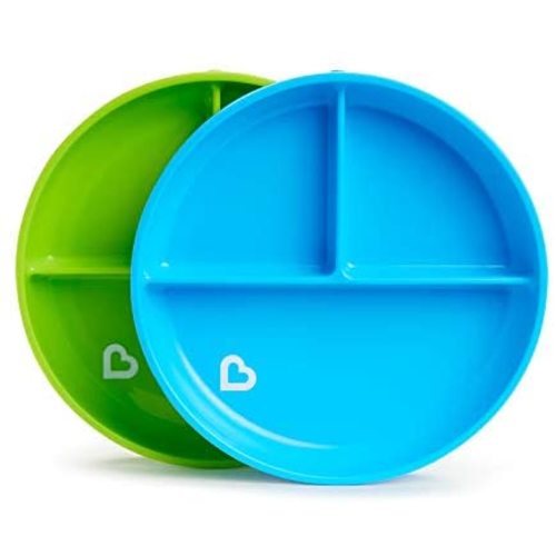 Munchkin Stay Put Divided Suction Plates, Blue/Green