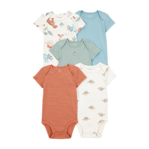 Carter's Baby Boys Round Neck Short Sleeve Rib 5-pc. Bodysuit