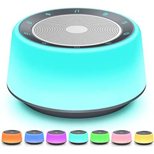 White Noise Machine with 30 Soothing Sounds and 7 Colors Warm Night Light for Sleeping, 5 Timers Portable Plug in Sound Machine for Baby, Adults