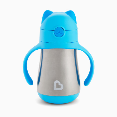 Cool Cat Stainless Steel Straw Cup - Blue