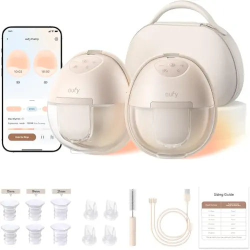 eufy Security Heated Wearable Breast Pump S1 Pro, Slim Hands-Free with Industry-Leading HeatFlow Tech, Wireless Charging Case, App-Controlled OptiRhythm, Hospital-Grade Suction, in-Bra Use