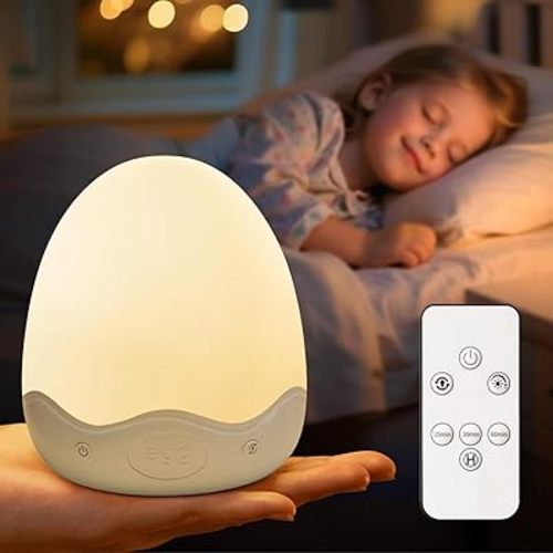 Egg Light for Nursery,10 Brightness+10 Colors Egg Night Light for Baby Nursery Lamp,Touch+Remote+3600mAh Rechargeable Baby Night Light,Warm Light for Breastfeeding 0.5/1h Timer&Portable,Newborn Gifts